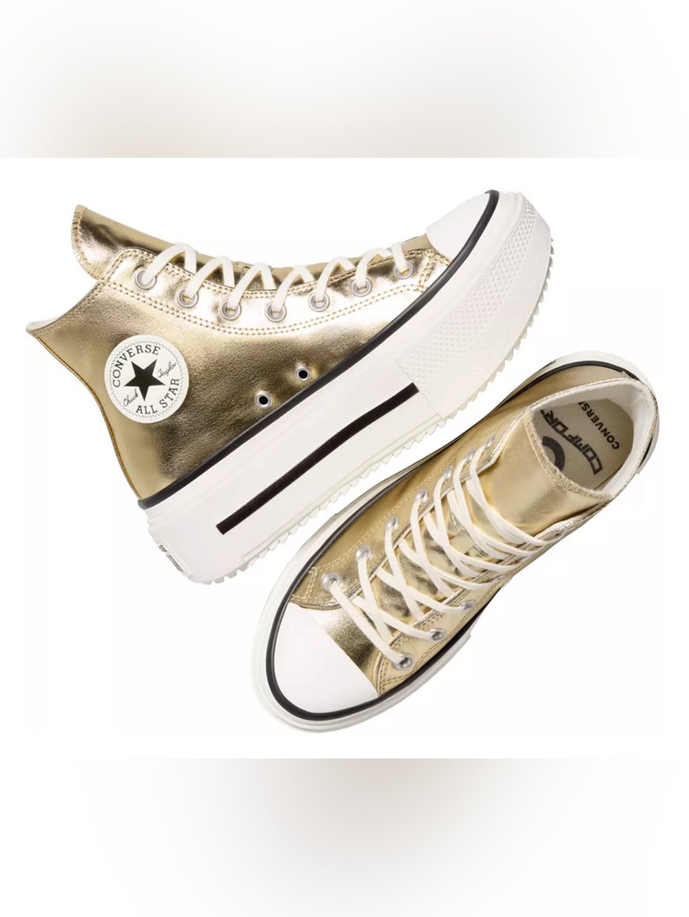 Converse Metallic Gold Platform Sneakers - Picture 6 of 9
